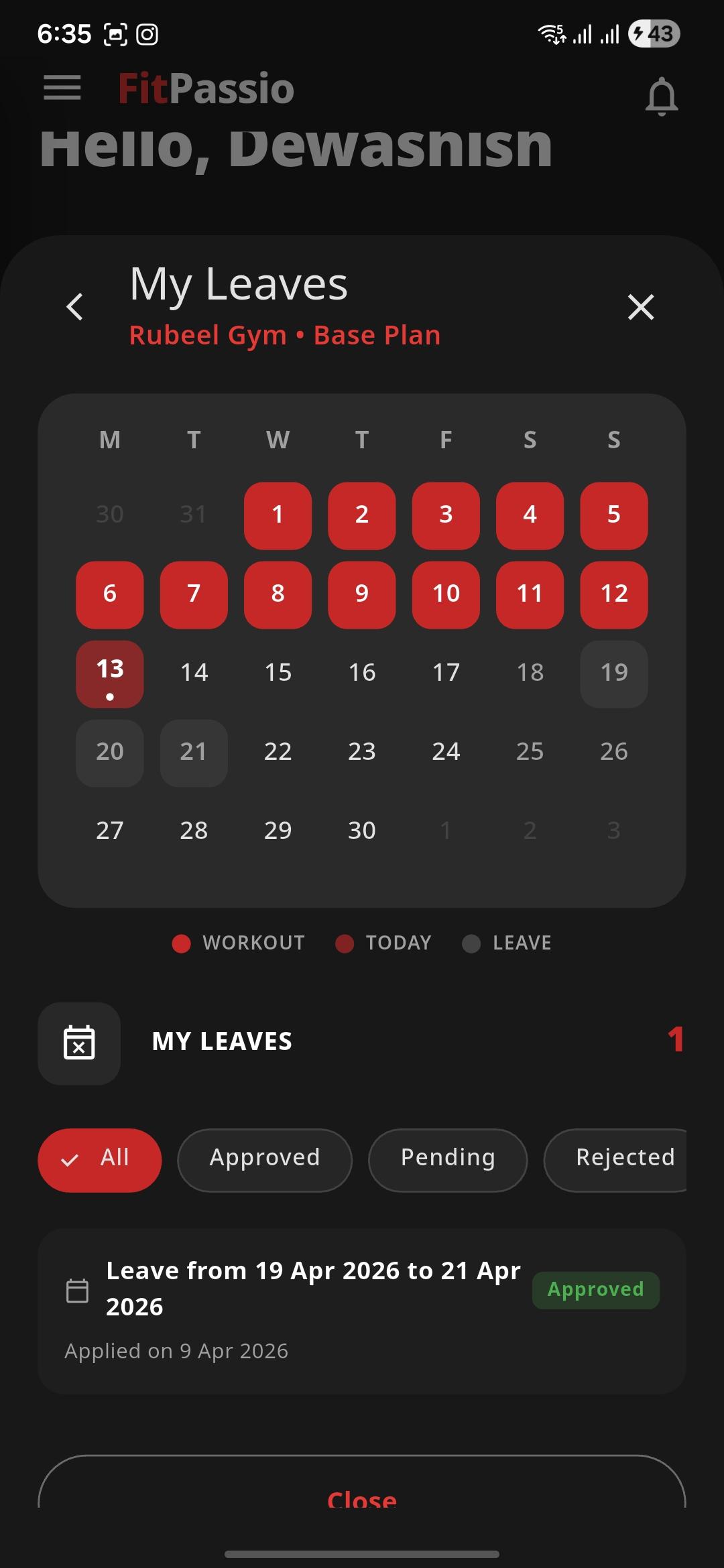 Calendar Screen